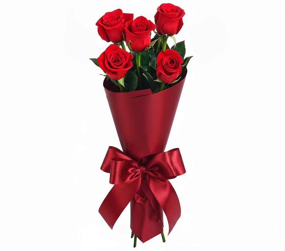 5 Красных роз Эдлесс Лав в Апрелевке Букет 5 Красных роз Эдлесс Лав в Апрелевке