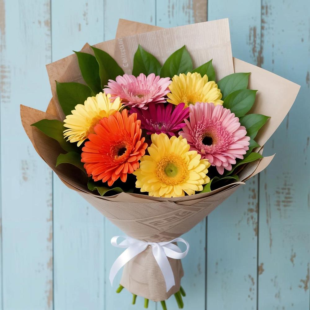 Букет яркий день в Апрелевке Букет цветов из: Герберы в Апрелевке